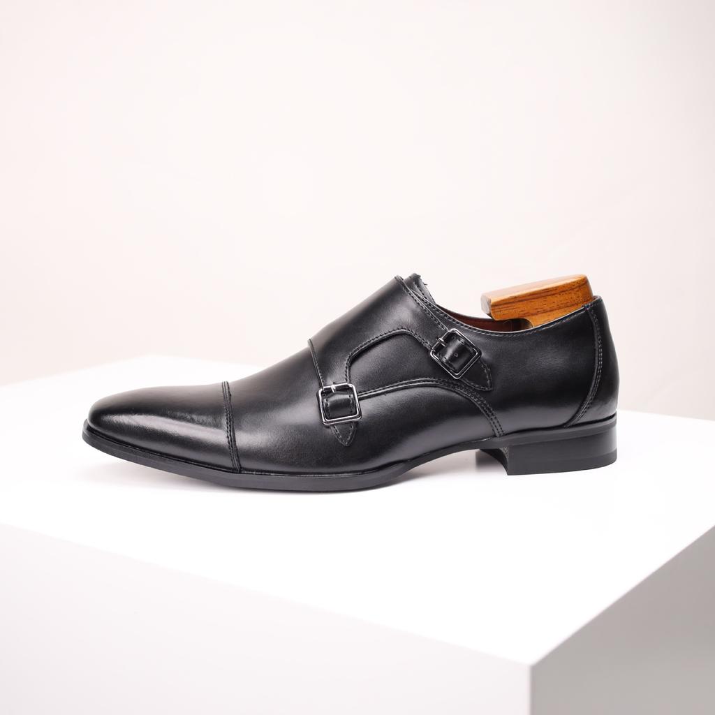 Grandi Scarpe da Uomo Mengke a Doppio Bottone, Scarpe in Pelle, Vera Pelle da Uomo, Scarpe in Pelle Stile Britannico per Gentiluomini d'Affari