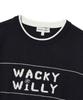 WACKY WILLY Women'S Typographic Color Block Short Sleeve Knit Navy