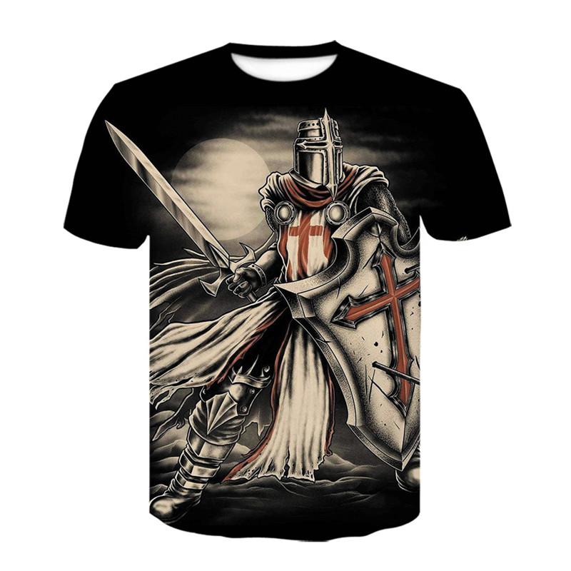 T-shirt Casual alla Moda Uomo Donna Cose Cool Harajuku Streetwear T-shirt Top Cavalieri Templari Stampa 3D T-shirt Cavalieri Templari