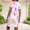 Women Plus Size Round Neck Short Sleeve Colorful Printed Fitted Mini Dress