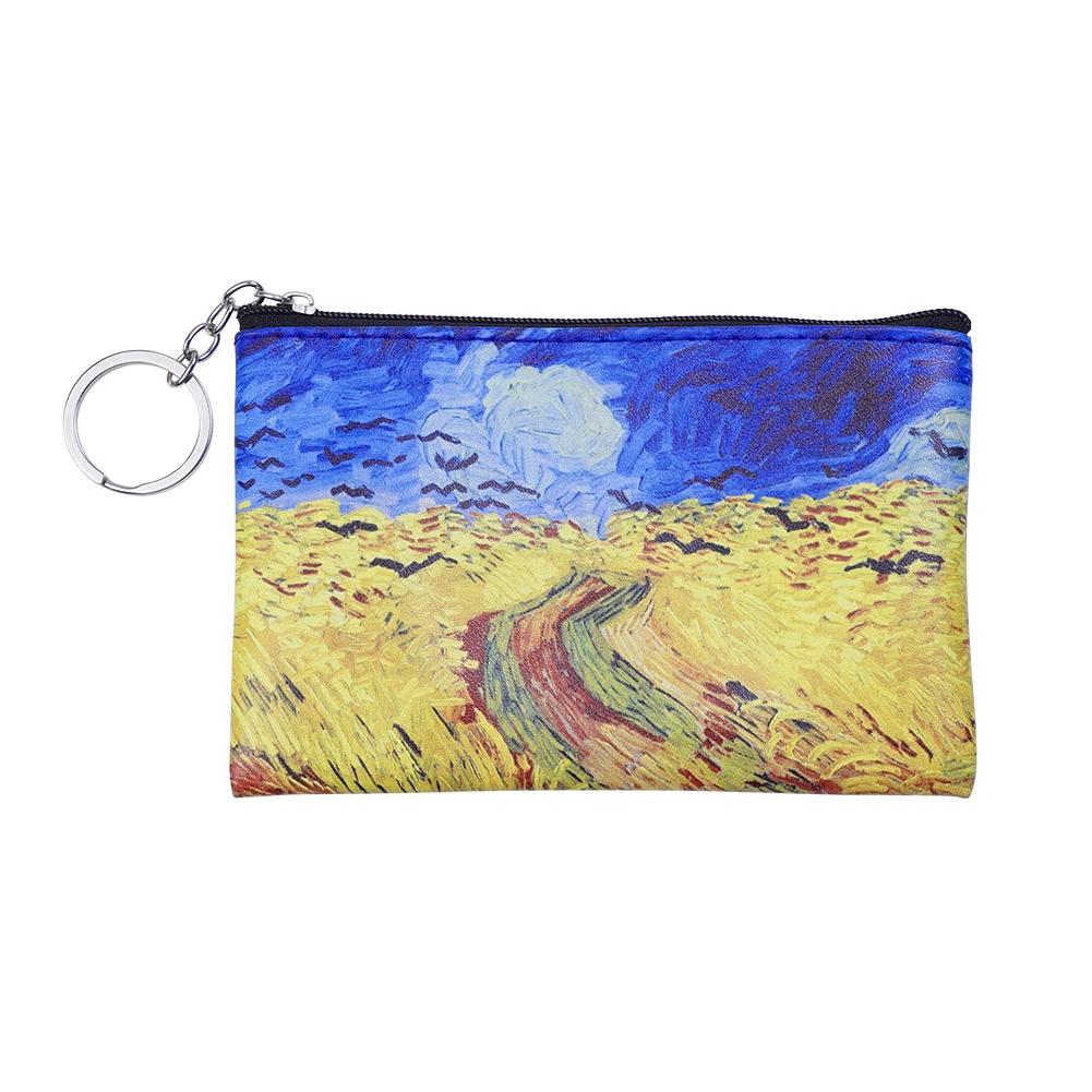 Vintage Oil Painting Canvas Cosmetic Bag Van Gogh Art Sunflower Star Moon Night Makeup Pouch Bag Women Travel Coin Purse Wallets