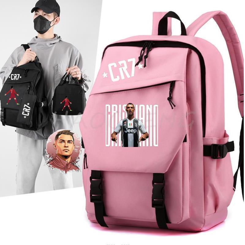Zaino Scolastico a Tre Pezzi con Stampa di Stella del Calcio Sportiva per Studenti delle Scuole Primarie e Secondarie, Unisex
