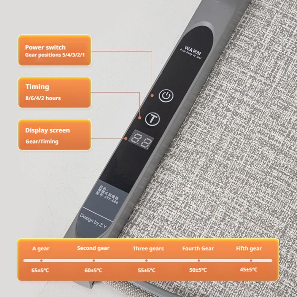 Portable Underfoot Leg Heater With 5-speed Temperature Control Automatic Power-off And Wool Blanket Temperature Locking