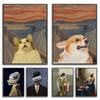 Tape Collage Canvas Painting Shy Girl Poster and Print The Classy Kiss Wall Art Picture for Living Room Home Wall Decoration