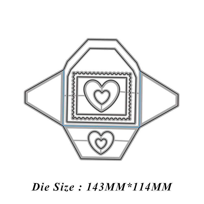 Love Heart Envelope Metal Cutting Die - December New Arrival 143x113mm, 10g/piece