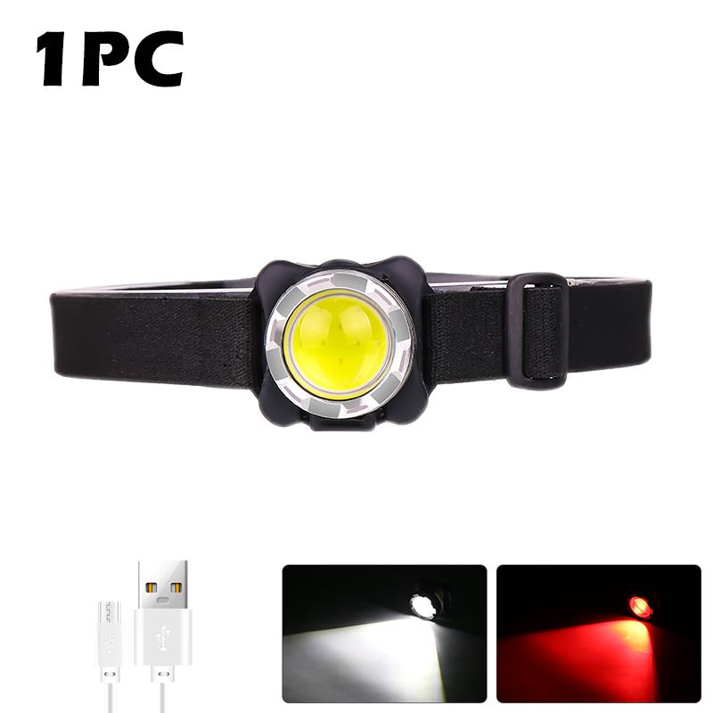COBLED Headlight Built-in 1200mah Battery USB Rechargeable Outdoor Portable Torch Headlamp Waterproof Fishing Camping Light