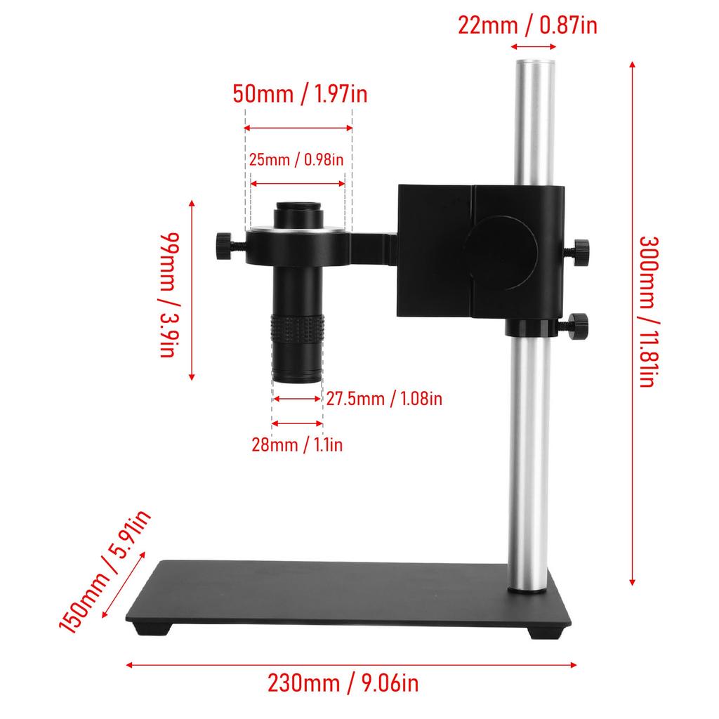 Industrial Microscope Kit Set Electronic Lens Holder 130X Monocular HD Imaging with C Interface