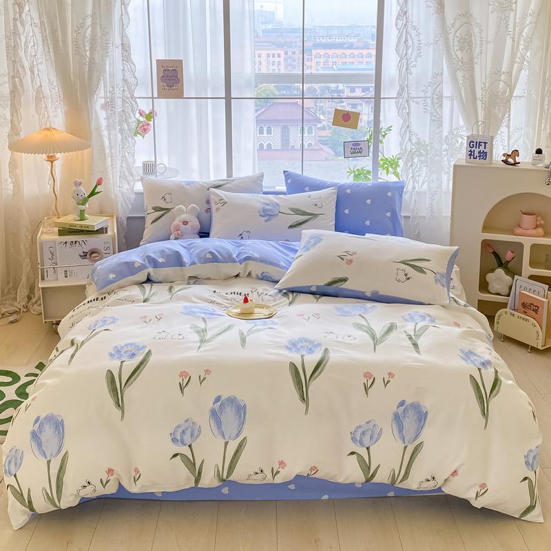 

Новый модный высококачественный хлопковый пододеяльник, комплект из 4 предметов для двуспальной кровати, простыня, пододеяльник, наволочка, универсальный для всех сезонов 200*230cm синий
