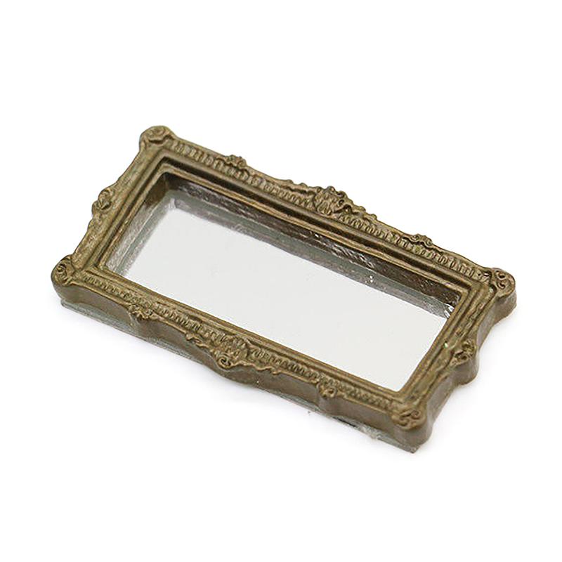 

1:12 Dollhouse Miniature Mirror Vintage Square Carved Mirror Furniture Model Decor Toy Doll House Accessories