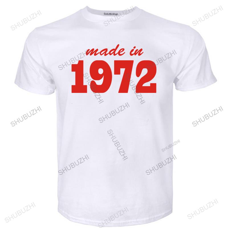 Fabriqué en 1972 19XX T-shirt Personnalisé Cadeaux d'Anniversaire Drôles Pour Hommes Mari Papa Père T-shirt Coton Col Rond Manches Courtes