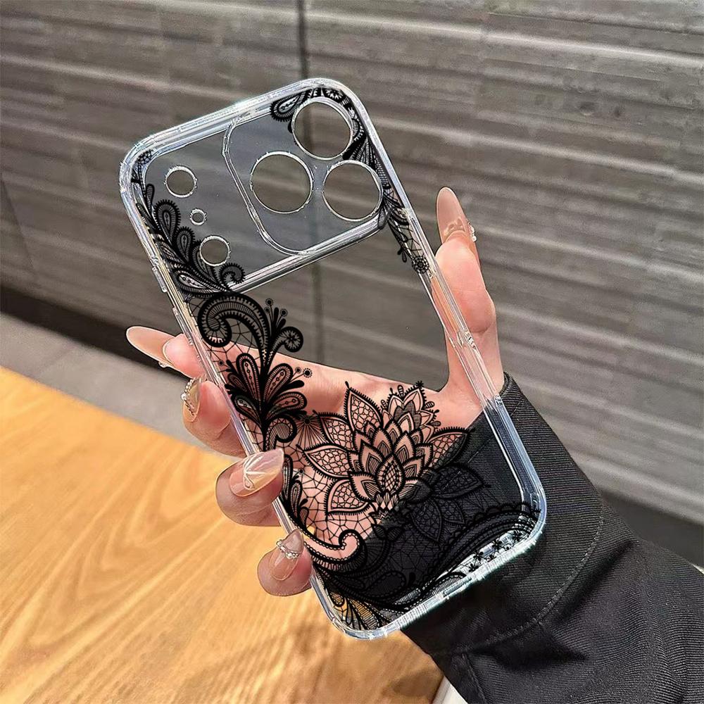 Transparent Clear Lavender Phone Case For Apple Iphone 17 Pro Max 16 15 14 Plus 17Air Rose Flower Oil Painting Shockproof Cover