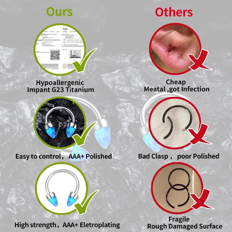 Titan Nasenring Augenbrauenringe Opal Hufeisen Nasenring Piercingschmuck für Tragus Helix Zunge mit Kugel Lippenringe