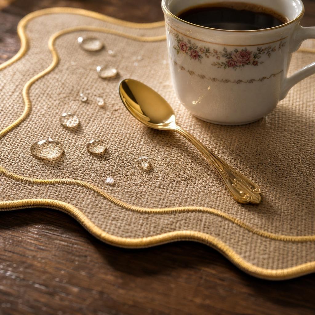 Rechthoekige Jute Geborduurde Placemat Vintage Hitte Tafel voor Eetkamer