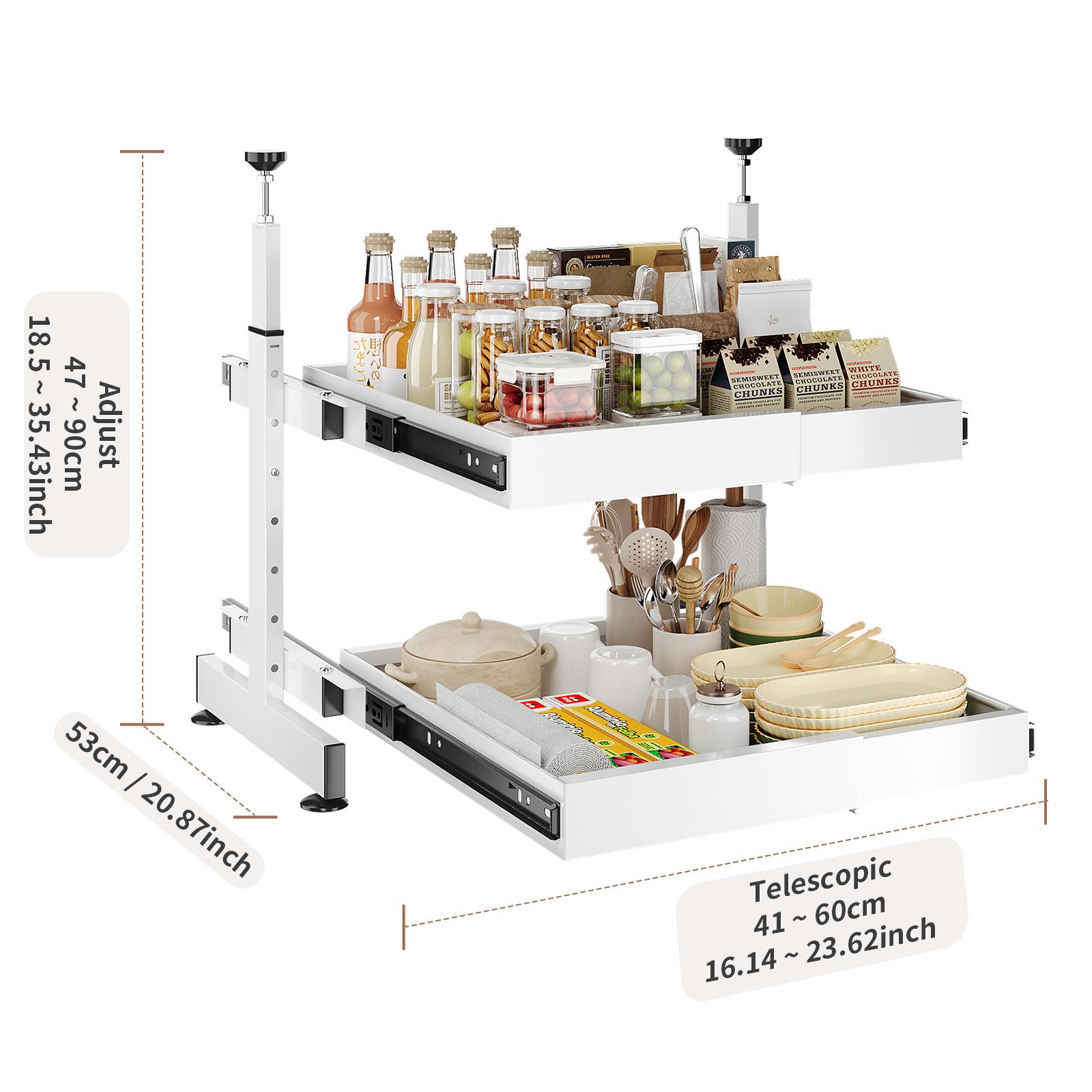 

Plate Crystal Guide Rail Telescopic Storage Tray (Liftable Model) 2-tier белый