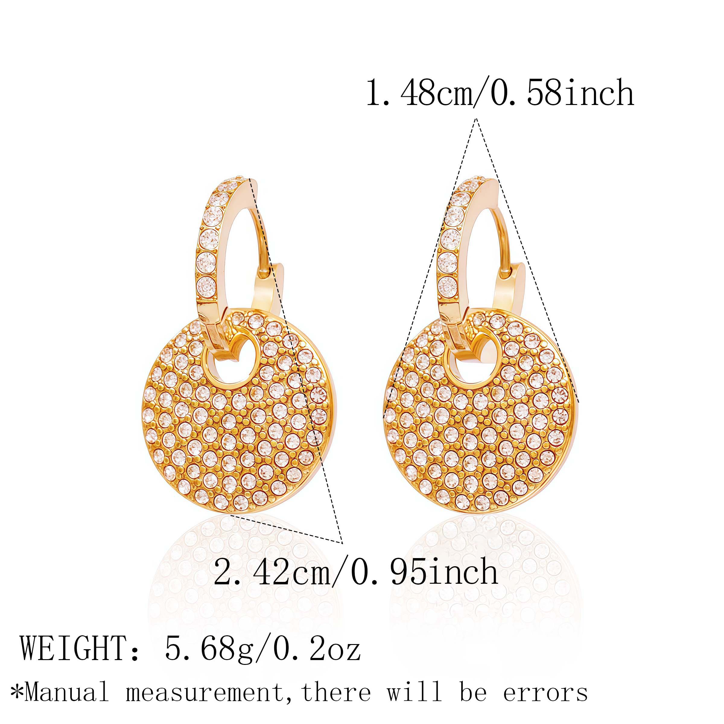 

Luxury Bling Cubic Zirconia Stainless Steel Round Earrings For Women 18K Gold Plated Waterproof Fashion Zircon 2026