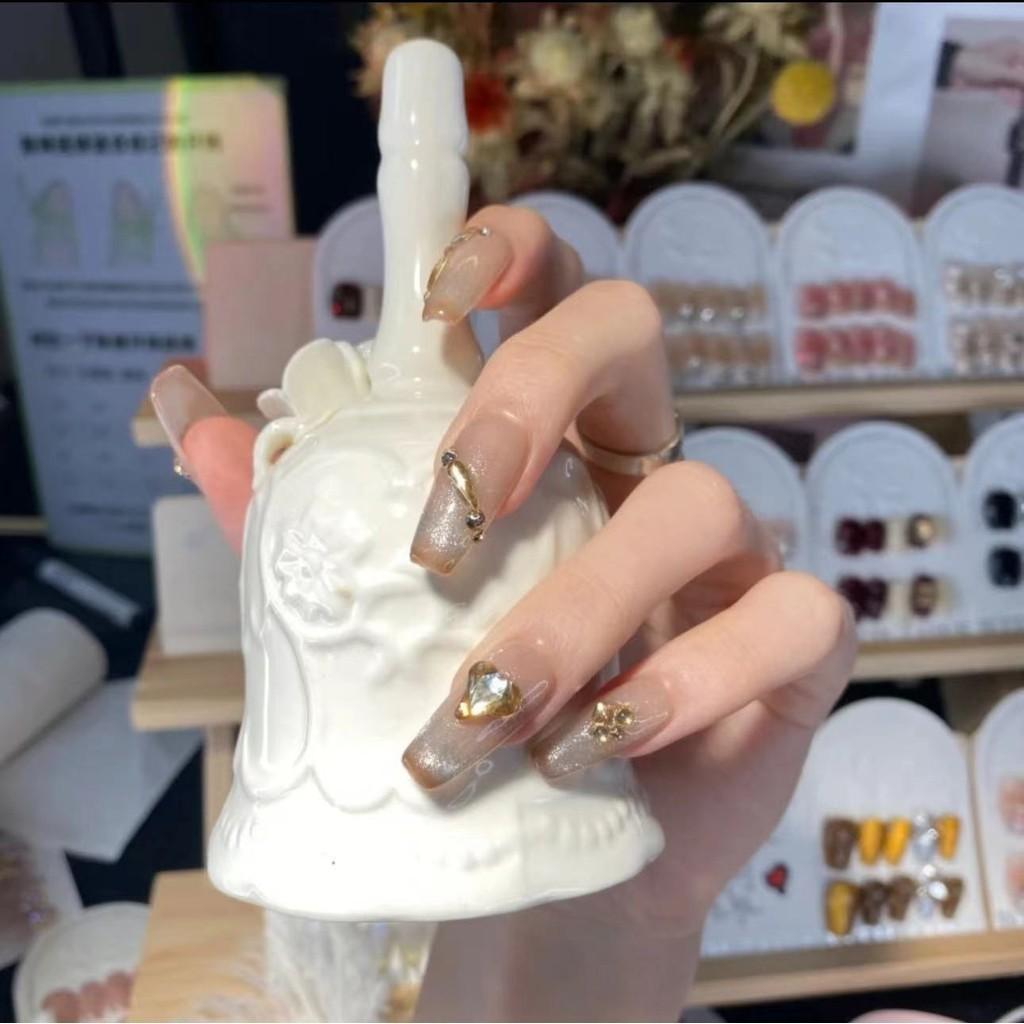 Eye Cat Clear Handmade Nail Art Gradual Brown Rhinestone Nail Removable Sticker