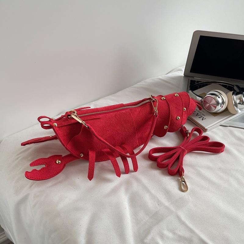 

Новая сумка-рачок креативная милая модная на плечо индивидуальность тренд ниша большая вместимость портативная сумка-мессенджер женская красный