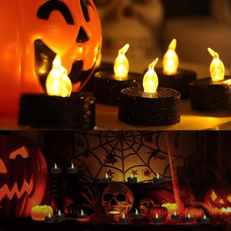 12 stk LED Telys Batteridrevet Telys Glitter Flammeløst Lys Bryllupslys til Jul Bursdagsfest Hjem