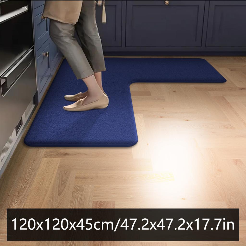 Solid Color Kitchen Corner Carpet Absorbent Floor Mat Simple L-shaped Non-slip Floor Mat Bathroom Door Mat Bathroom Foot Mat