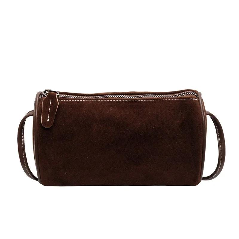 

Модні однотонні повсякденні прості сумки на плече зі штучної замші Високоякісні компактні універсальні сумки через плече кавовий