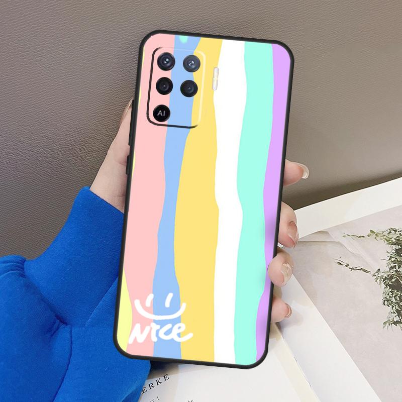 Rainbow Cute Cartoon Case For Oppo A94 A74 A54 A80 A60 A40 A18 A38 A58 A78 A98 A96 A76 A16 A15 A17 A57 A77 A5 Pro