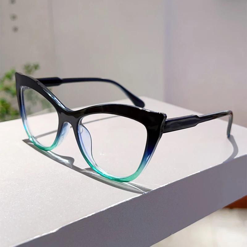 

KAMMPT Cat Eye Glasses Women Fashion Candy Color Rim Blue Light Blocking Optical Frames Trendy Stylish Design Decor Eyeglasses transparent lenses