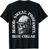 NEW LIMITED Blood Sweat Profanity Construction Worker Skull Blue Collar T-Shirt