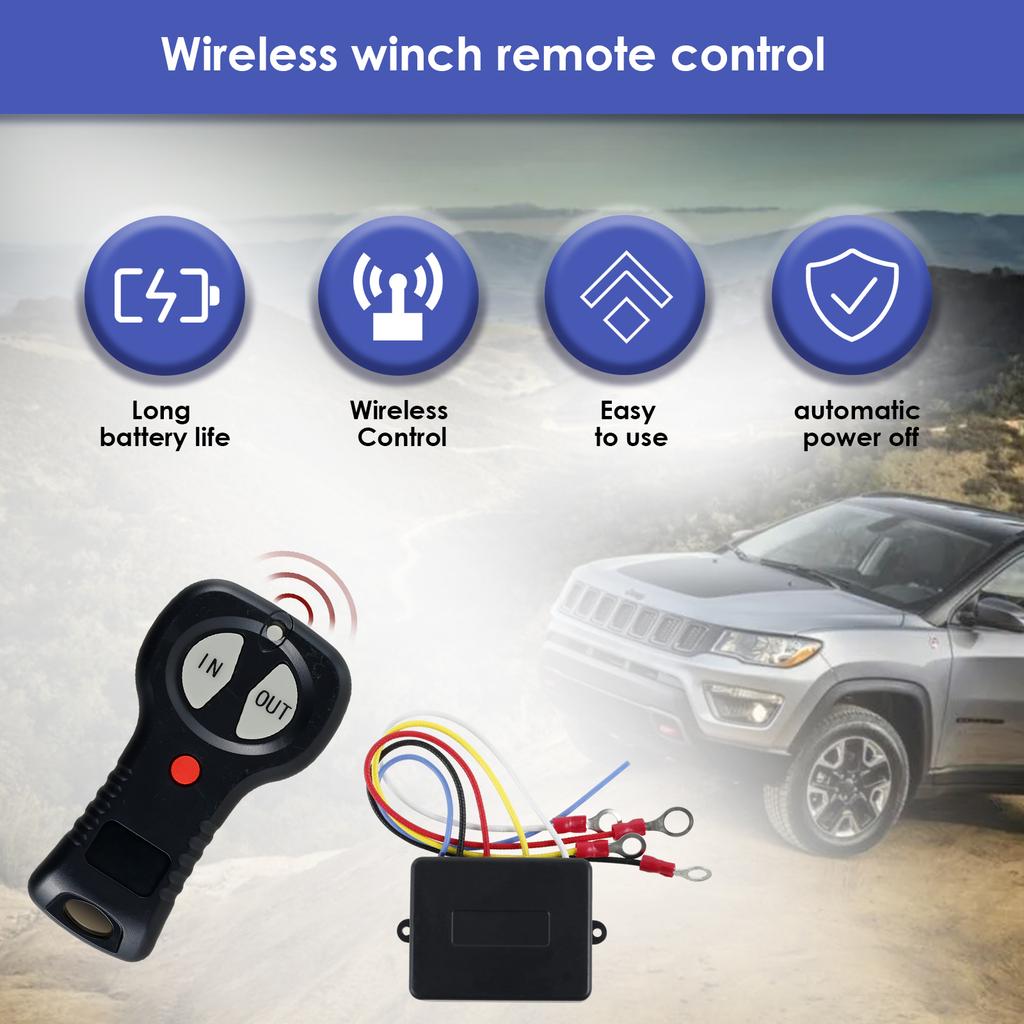2PCS Wireless Winch Remote Control Kit 12V Universal Car Wireless Winch Remote Controller Heavy Duty Wireless Winch Controller
