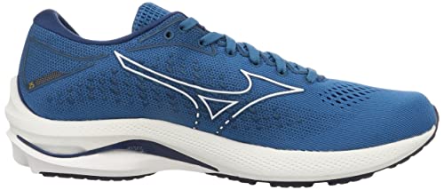Mizuno Wave Rider 25 Running Shoes, Lightweight, Men's, Blue/White/Navy, Size 25.5 cm, 2E, for Jogging, Marathons, Sports, and Training
