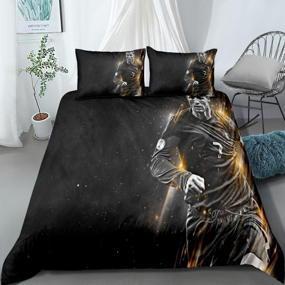 Cri-Stiano Ronaldo Soft Lightweight Quilt Cover Duvet Cover Set 3 Piece Football Star Bedding Duvet Cover Set With Pillow Shams
