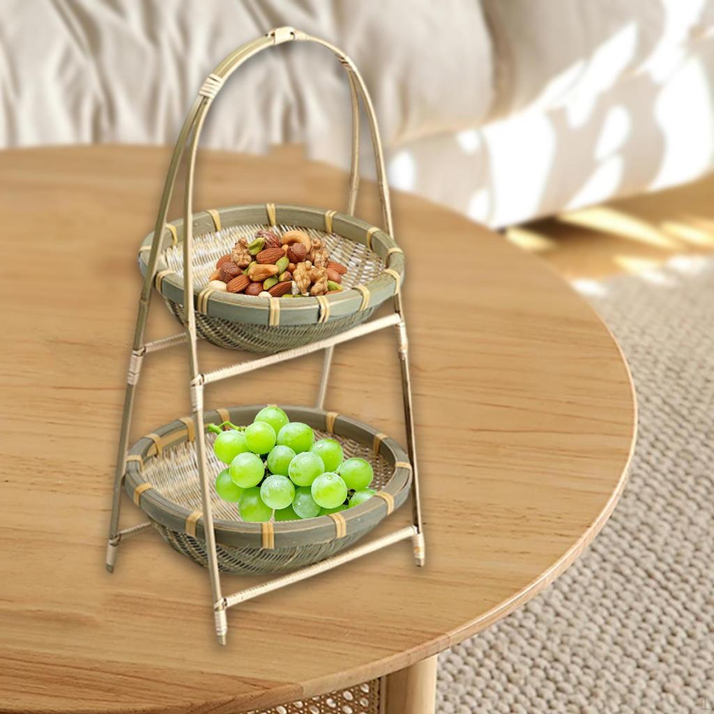 Bamboo Woven Basket ,Kitchen Counter Organizing ,Portable, Fruit Food Vegetable Storage for