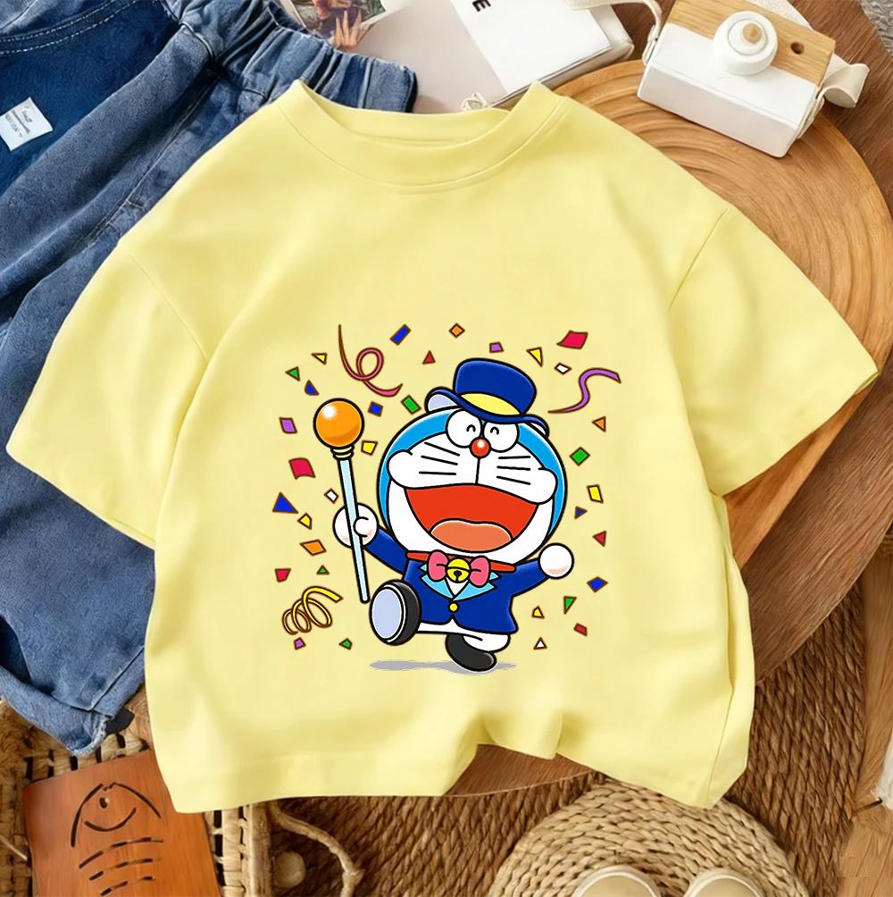 2026 Summer Casual Fashion Clothing Trendy Street Children’s T-Shirt Doraemon Cute Kawaii