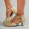 Women's High-Heel Soft-Soled Latin Dance Shoes, Outdoor Square Dance And Ballroom Comfort Footwear.