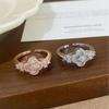 Exquisite Rose Gold Zirconia Seashell Flower Open Ring