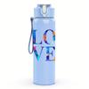 1PC Gradient Color LOVE Letter 750ml Color Plastic Sports Water Bottle Leakproof Flip Straw Lid Suitable for Sports Office Home Use