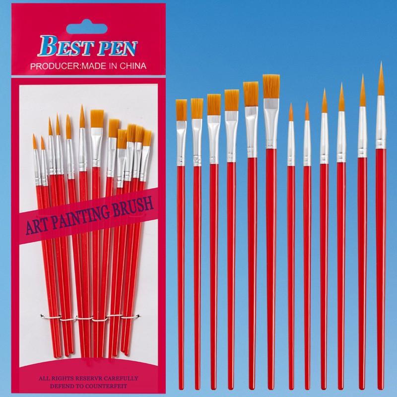 Zestaw 6/12 sztuk Pędzli Malarskich Dla Dzieci Akrylowych Z Płaskimi Okrągłymi Szpiczastymi Pędzlami Rzemieślniczymi Akwarelowymi Olejnymi
