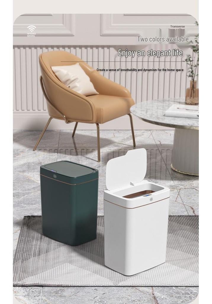 Smart Touchless Induction Trash Can with Automatic Lid & Bagging for Bathroom