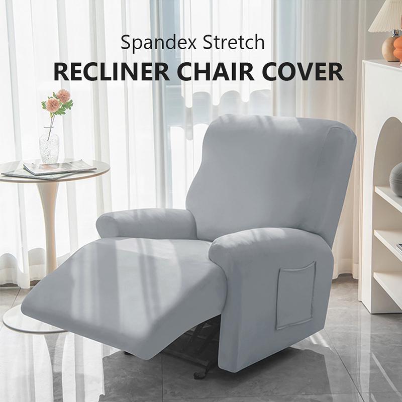 1 /2 /3 /4 Seat Recliner Sofa Cover Stretch Reclining Sofa Cover For Living Room Soft Solid Color Armchair Covers Washable 4 Pieces
