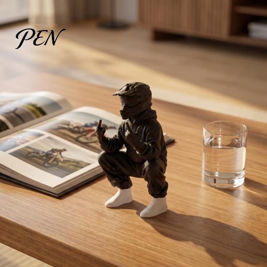Creative Gifts for Motorcyclists 3D Printed Cool Off-Road Biker Figurine, Squatting Rider Statue, Trendy Desktop Enthusiast Presents Ornament,