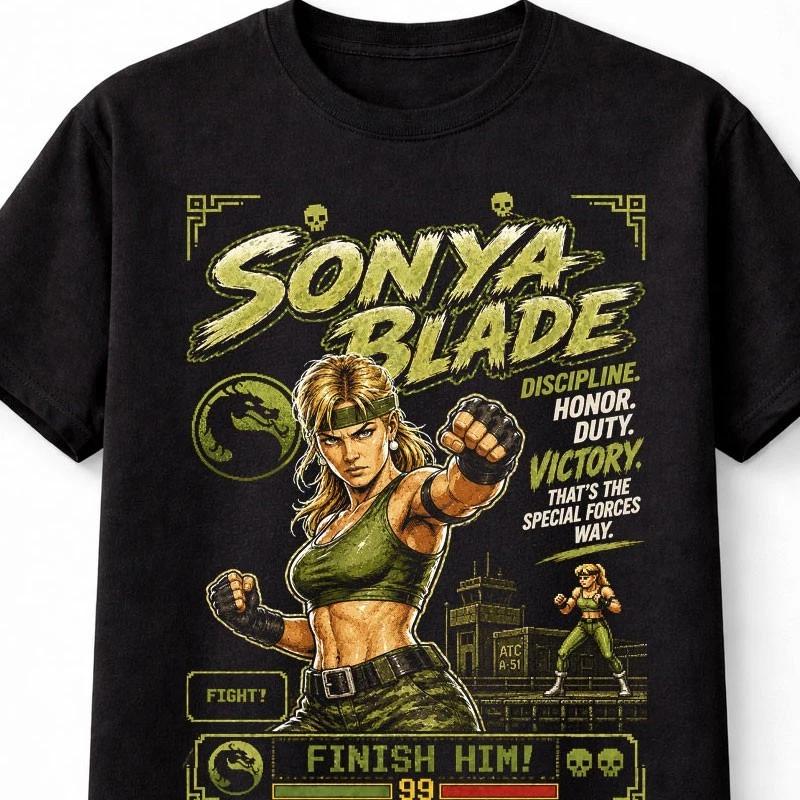 Sonya Blade Mortal Kombat Retro Arcade Fighter Unisex TShirt S