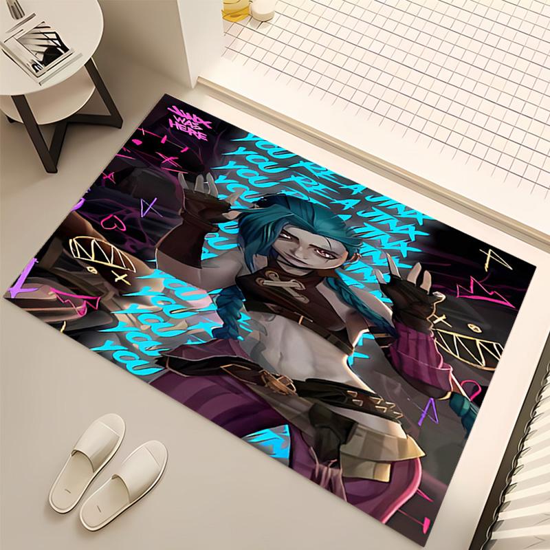 League of Legends Jinx Print Area Rug - Soft,Washable Non-Slip Indoor Mat,Living Room,Home Office Decorative Rug