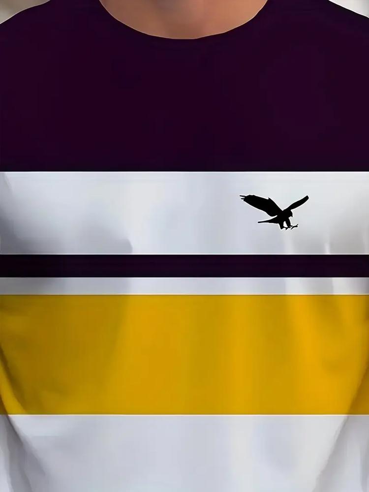 Men's Casual Summer Short Sleeve Crew Neck Round Polyester T-Shirt Regular Fit Knit Fabric