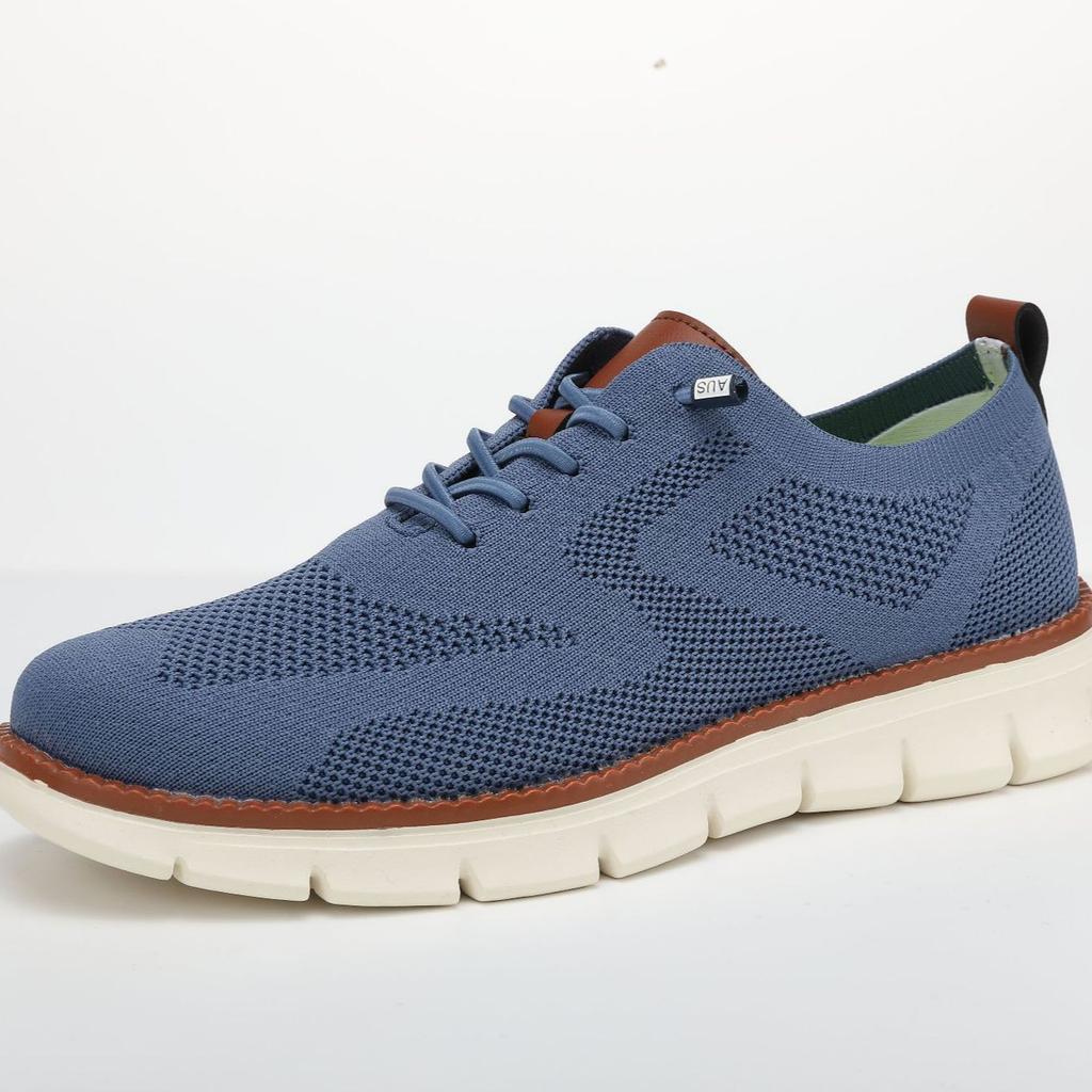 Lightweight Sports Shoes Lace-up Casual Men's Shoes Breathable Flying Woven Loafers