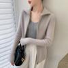 2025 Fall/Winter Women's Versatile Striped Cashmere Zipper Cardigan Sweater
