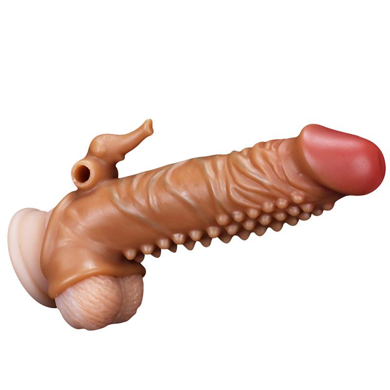 Spike Sleeve Male Penis Sleeve Lengthened and Enlarged Hollow and Thick Glans Cap Fun To Extend Silicone Long-lasting Penis Sleeve