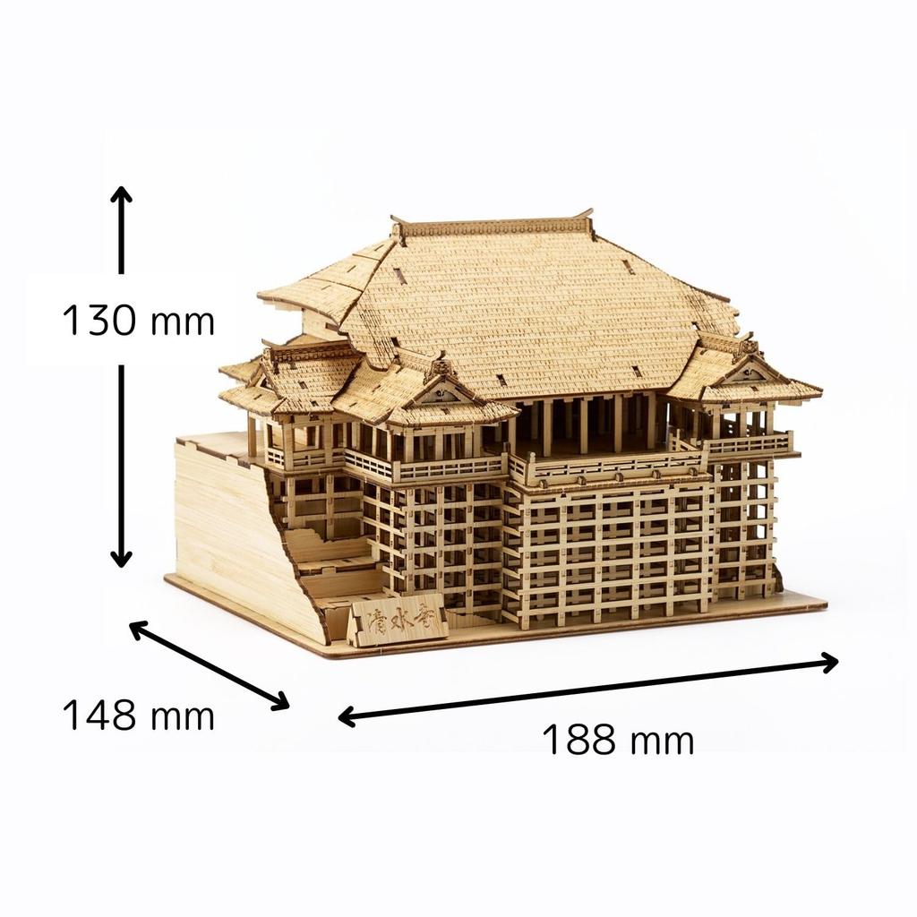 Wa-gu-mi Kiyomizu-dera Temple - 3D Bamboo Puzzle - DIY Craft Kit for Kids and Adults - Educational Toy for Boys and Girls - 3D Bamboo Puzzle Makes a