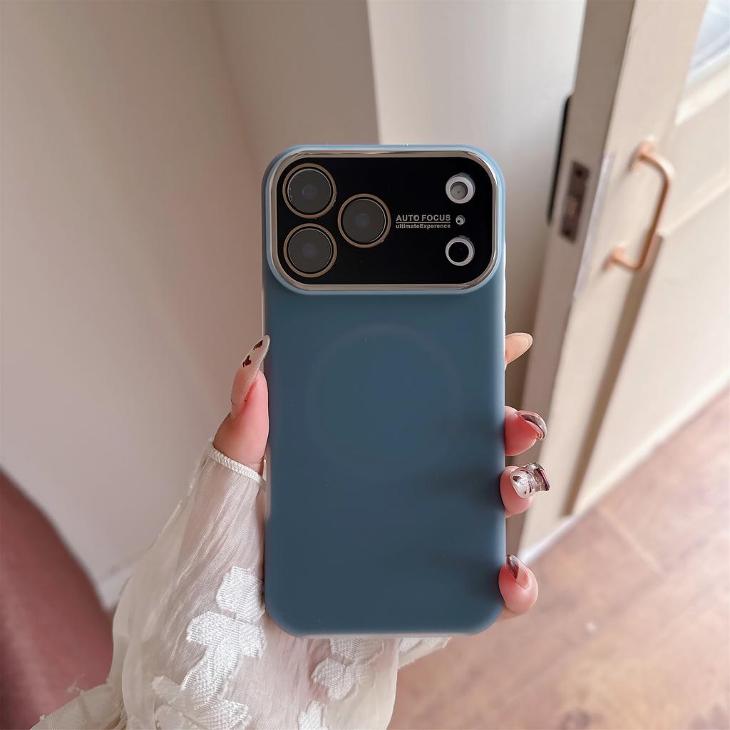 Luxury For Magsafe Jelly Large Window Silicone Case for iPhone 17 16 15 14 Pro Max Magnetic Wireless Charging Shock Matte Cover