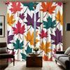 2D Flat   2pcs Autumn Leaf Pattern Colorful Curtains for Bedroom Living Room Rod Pocket Flannel Fabric Home Decor Style Living Ro