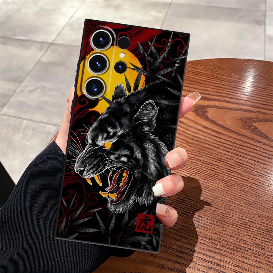 Tiger Dragon Black Soft Phone Cover Case for Samsung Galaxy S21 S22 S24 Plus S23 FE S25+ S23+ S24+ S20 Note 20 10 S25 Ultra