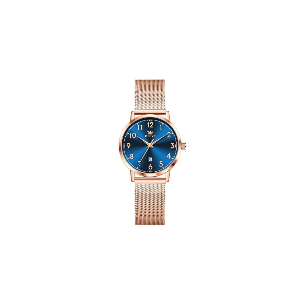 OLEVS Women s Milanese Mesh Analog Watch Waterproof Simple Dial Fashion Timepiece